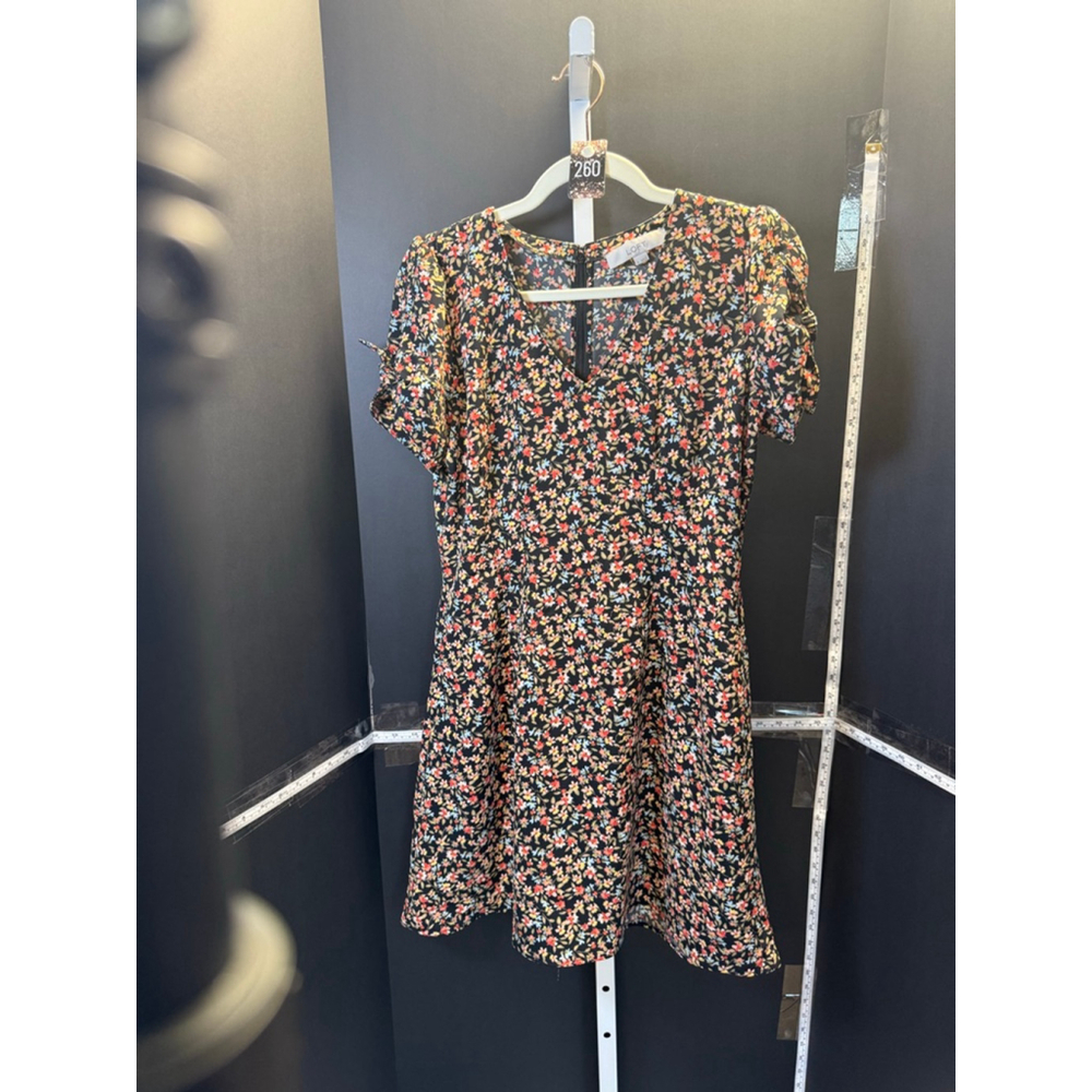 Women's LOFT Black Floral Short Sleeve Mini Dress Size 4